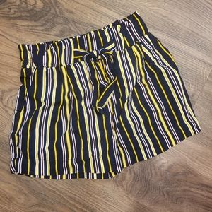 Yellow striped Paperbag shorts
